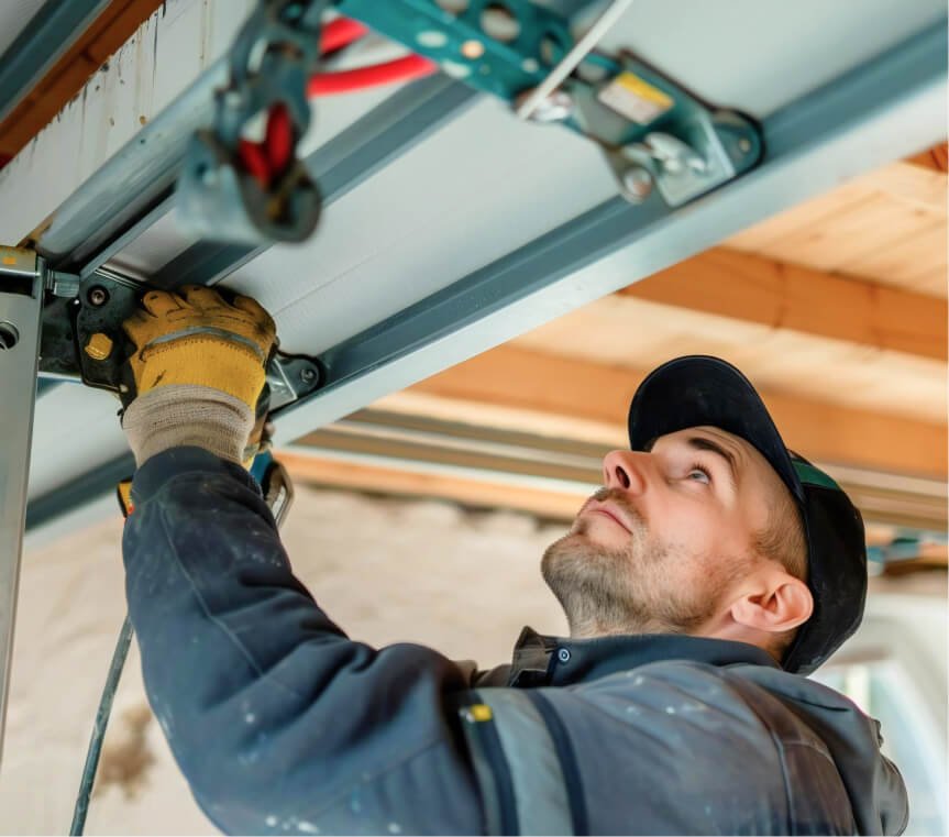 Professional technician performing home maintenance