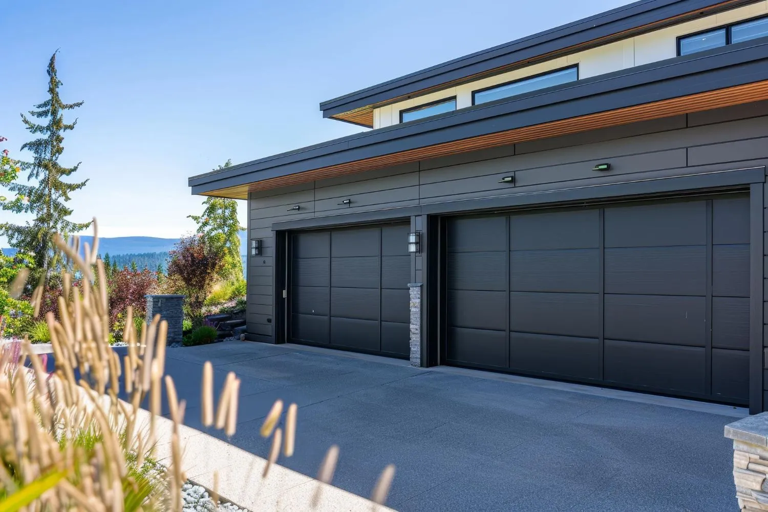 Well-maintained residential garage and driveway