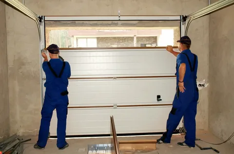 Modern garage door installation on a bright home