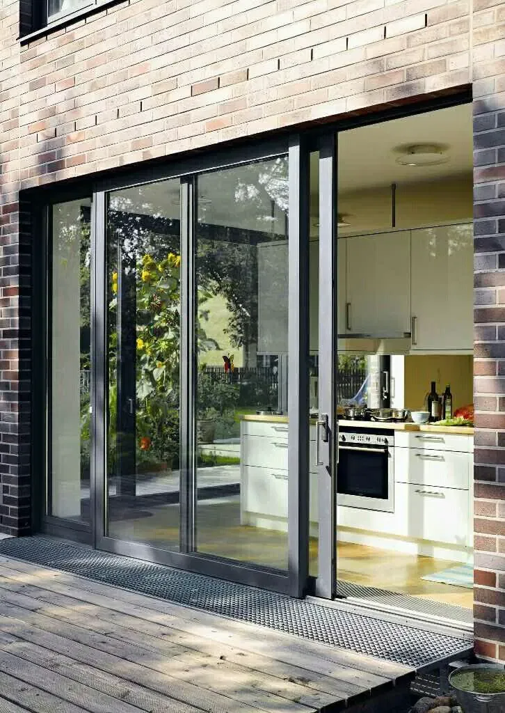 Technician servicing a sliding glass door