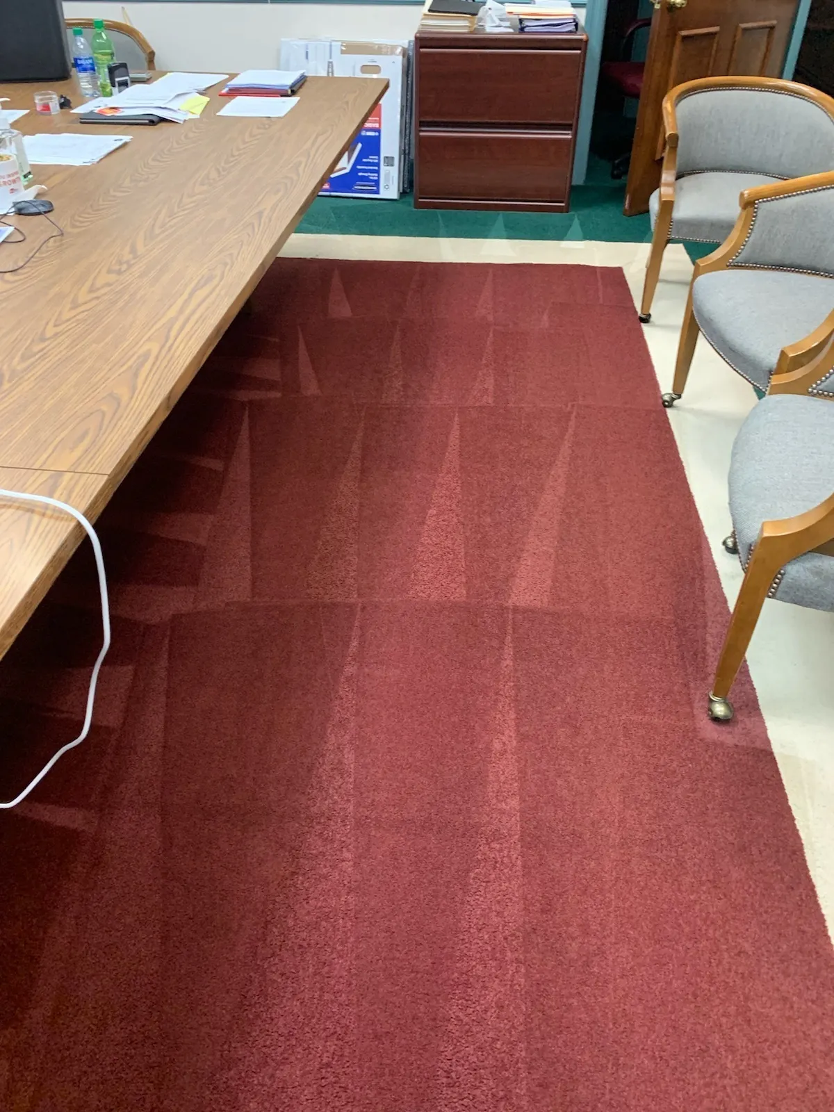 Commercial office carpet being deep cleaned in Huntsville AL
