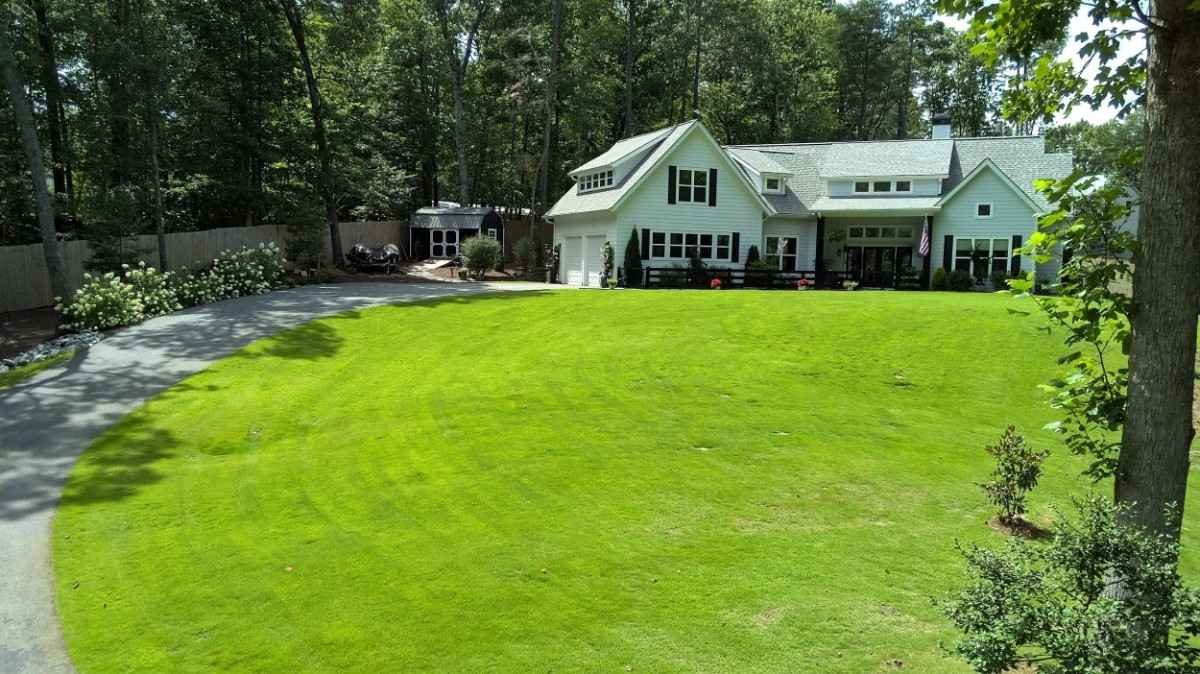 LawnWorx landscape crew working on a Gainesville property