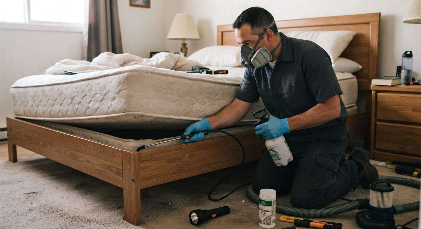 Licensed bed bug exterminator working in a Jacksonville FL home